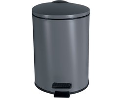 SPIRELLA Adelar Pedaalemmer 3L Matgrijs - Soft Close Systeem - Uitneembare Binnenemmer - Moderne Stalen Prullenbak Badkamer Toilet - Ø 16,8 x H 25 cm