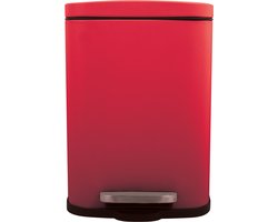 Spirella AKIRA Pedaalemmer 5L – Prullenbak met Deksel – Badkamer – Rood Staal