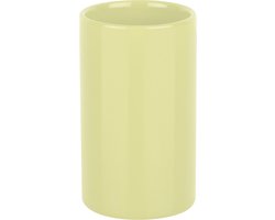 Spirella Badkamer drinkbeker/tandenborstelhouder Sienna - porselein - glans geel - 7 x 11 cm