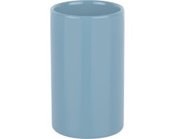 Spirella Badkamer drinkbeker/tandenborstelhouder Sienna - porselein - glans lichtblauw - 7 x 11 cm