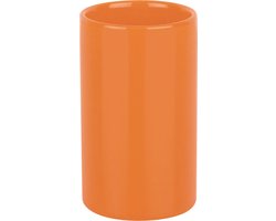 Spirella Badkamer drinkbeker/tandenborstelhouder Sienna - porselein - glans oranje - 7 x 11 cm
