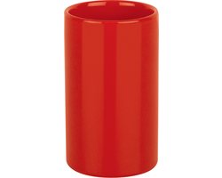 Spirella Badkamer drinkbeker/tandenborstelhouder Sienna - porselein - glans rood - 7 x 11 cm