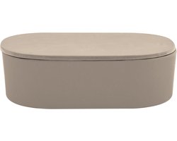 Spirella Badkamer Opbergdoos – Cotton Box van Bamboe Vezels – Opbergbox voor Wattenstaafjes en Wattenschijfjes – Taupe – 18,2 x 12,5 cm