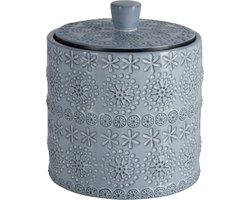 Spirella Badkamer Opbergdoos – Porseleinen Opbergbox voor Wattenstaafjes en Wattenschijfjes – Grijs – 9,3 x 11 cm