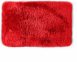 Spirella badkamer vloer kleedje/badmat tapijt - Supersoft - hoogpolig luxe uitvoering - rood - 40 x 60 cm - Microfiber - Anti slip - Sneldrogend
