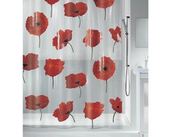 Spirella Douchegordijn met Klaprozen Design – Waterdicht Douchegordijn in Paars voor een Stijlvolle Badkamer