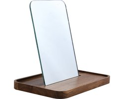 Spirella Houten Make Up Spiegel – Compacte Cosmetische Spiegel met Afneembaar Spiegelsysteem – Badkamerspiegel van Hout – 12,8 x 17,4 x 1,4 cm