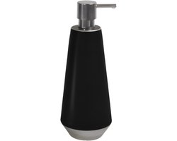 Spirella Joshua Zeepdispenser – Keramische Zeephouder met Zeeppomp – Badkamer Zeephouder – Zwart en Zilver – 9 x 9 x 24,5 cm