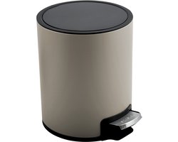 spirella Pedaalemmer 3L - Prullenbak voor Badkamer of Toilet - Soft Close - Vingerafdrukbestendig - Uitneembare Binnenemmer - RVS - Taupe