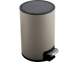 spirella Pedaalemmer 5L - Prullenbak voor Badkamer of Keuken - Voetpedaal - Softclose Deksel - Vingerafdrukbestendig - Roestvrijstaal - Taupe