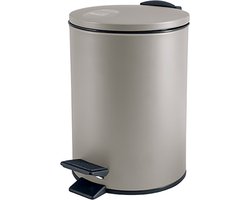 Spirella Pedaalemmer Cannes - beige - 3 liter - metaal - L17 x H25 cm - soft-close - toilet/badkamer