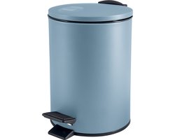 Spirella Pedaalemmer Cannes - lichtblauw - 3 liter - metaal - L17 x H25 cm - soft close - toilet/badkamer