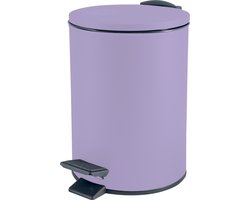 Spirella Pedaalemmer Cannes - lila paars - 3 liter - metaal - L17 x H25 cm - soft-close - toilet/badkamer