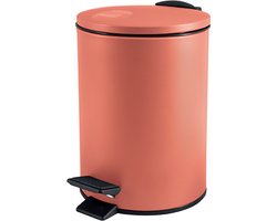 Spirella Pedaalemmer Cannes - terracotta - 3 liter - metaal - L17 x H25 cm - soft-close - toilet/badkamer