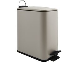 Spirella Pedaalemmer Paris - beige - 5 liter - metaal - L28 x B14 x H29 cm - soft-close - toilet/badkamer