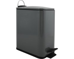 Spirella Pedaalemmer Paris - donkergrijs - 5 liter - metaal - L28 x B14 x H29 cm - soft-close - toilet/badkamer