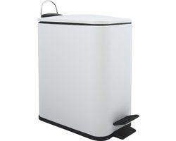 Spirella Pedaalemmer Paris - wit - 5 liter - metaal - L28 x B14 x H29 cm - soft-close - toilet/badkamer