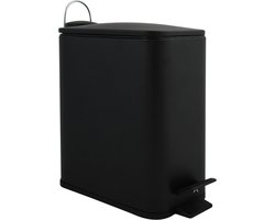 Spirella Pedaalemmer Paris - zwart - 5 liter - metaal - L28 x B14 x H29 cm - soft-close - toilet/badkamer