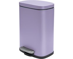 Spirella Pedaalemmer Venice - lila paars - 5 liter - metaal - L21xH30 cm - soft-close - toilet/badkamer