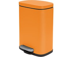 Spirella Pedaalemmer Venice - oranje - 5 liter - metaal - L21 x H30 cm - soft-close - toilet/badkamer