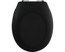 spirella Toiletbril Softclose - Duroplast WC Bril met Chroomkleurige Scharnieren - Antislip Voetjes - Zwart