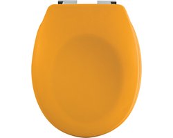 SPIRELLA Toiletbril Softclose Geel - Duroplast Toilet Bril met Anti-slip - Geruisloos Sluiten - Chroomafwerking - 45.5x37.1cm