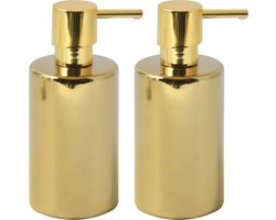 Spirella zeeppompje/dispenser Sienna - 2x - glans goud - porselein - 16 x 7 cm - 300 ml - badkamer/toilet/keuken