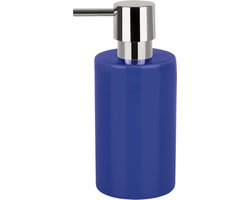 Spirella zeeppompje/dispenser Sienna - glans blauw - porselein - 16 x 7 cm - 300 ml - badkamer/toilet/keuken