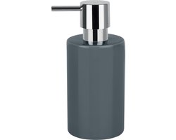 Spirella zeeppompje/dispenser Sienna - glans donkergrijs - porselein - 16 x 7 cm - 300 ml - badkamer/toilet/keuken