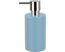 Spirella zeeppompje/dispenser Sienna - glans lichtblauw - porselein - 16 x 7 cm - 300 ml - badkamer/toilet/keuken