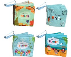 Splendid Uitgeverij® - 4 zachte knisperboekjes in seizoenen - Dieren, kleuren, tellen en zoeken - Buggyboekje voor de kleine handjes - Eerste jaar baby speelgoed - Jongen / Meisje - 0 jaar / 6 maanden / 1 jaar - Kleine cadeautjes - Eerste woordjes