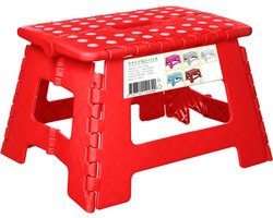 Splendole Kleine opvouwbare opstapkruk 22cm Antislip Top Compacte opvouwbare plastic kruk Gemakkelijk op te bergen, perfect voor opstapje of badkamerstap rood