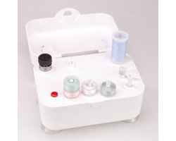 Spoelopwinder voor Naaimachines - Elektrisch, 5VDC of 2 AA-batterijen, Vergrendeling Zuignap, 2 Spoelbevestigingsconfiguraties, Ingebouwde Opslagruimte