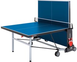Sponeta® S5-73e Tafeltennistafel Outdoor - Blauw - Te gebruiken als zelftrainer - Pingpongtafel voor Buiten - Inklapbaar - Inclusief tafeltennisnet en 2 batshouders - 6mm Weerbestendig blauw tafelblad - 10 Jaar garantie - Made in Germany