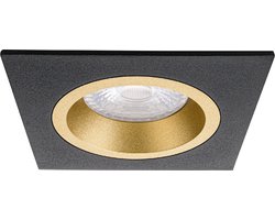 Spot Armatuur GU10 - Pragmi Rodos Pro - GU10 Inbouwspot - Vierkant - Zwart/Goud - Aluminium - 93mm