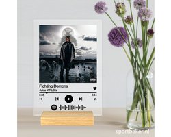 Spotify plexi glasplaat | 14 x 20 cm. | met houten voetje | 24 uurs levering mogelijk | Gepersonaliseerd Cadeau | Origineel Cadeau | Met eigen foto en tekst | Spotify op glas | Verjaardag | Moederdag | sinterklaas | kerst