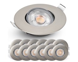 Spotjes Nikkel Dimbaar 12 stuks - Ultralage Inbouwdiepte - 480 Lumen – 2700K Warm Wit - 4.9W - 50° Kantelbaar - Emos Exclusive Inbouwspots Led