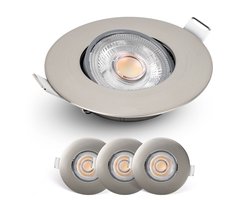 Spotjes Nikkel Dimbaar 3 stuks - Ultralage Inbouwdiepte - 480 Lumen – 2700K Warm Wit - 4.9W - 50° Kantelbaar - Emos Exclusive Inbouwspots Led