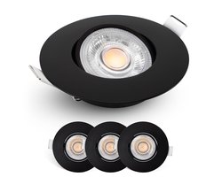 Spotjes Zwart Dimbaar 3 stuks – Ultralage Inbouwdiepte - 480 Lumen – 2700K Warm Wit - 4.9W - 50° Kantelbaar - Emos Exclusive Inbouwspots Led