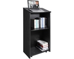 Spreekgestoelte, 47 inch met 4 wieltjes. Houten lessenaar met opbergvakken en schuin tafelblad. Geschikt voor kerk, kantoor, school, thuis. Zwart