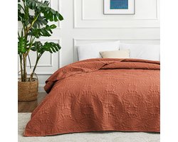 Sprei, 200 x 220 cm, baksteenrood, zacht bed, quilt lichte microvezel sprei, 200 x 220 cm, moderne sprei met muntpatroon, voor alle seizoenen (zonder kussensloop)