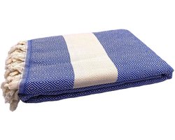 Sprei | 200 x 240cm | Woonplaid | Bedcover | XXXL Hamamdoek | Plaid |Blauw