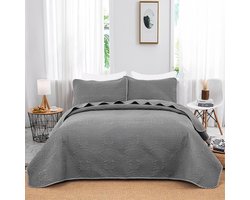 Sprei 220 x 240 cm bedsprei grijze deken microvezel gewatteerd tweepersoonsbed gewatteerde deken als slaapkamerdekbed met 2 x 50 x 70 cm kussensloop voor bed