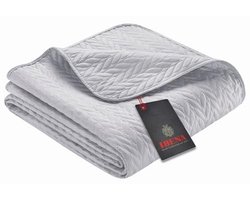 Sprei 280x250 cm - Grijze bedsprei met vlechtpatroon