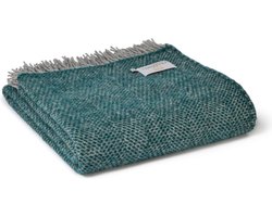 Sprei Beehive Smaragd Groen met Grijs - 140x240 - Nieuw Wol - Tweedmill UK