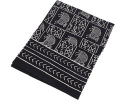 Sprei Blokprint - Bedsprei Bank Plaid - Decoratie Huis - Handgemaakt met houten stempels - 150x200 cm - Zwart