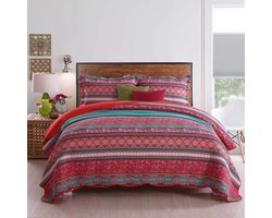 Sprei Boho 230x250 cm, kleurrijke sprei voor bed, gewatteerde winterdeken van katoen, patchwork-stijl Vertaling: Boho sprei 230x250 cm, kleurrijke sprei voor op bed, gewatteerde winterdeken gemaakt van katoen, in patchwork-stijl.