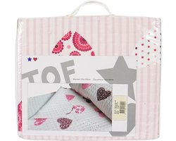 Sprei - extra warme deken bed - hartjes strepen - meisjes roze - 130 x 150 cm