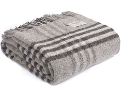 Sprei Grote Schotse Ruit Grijs - 140x240 - Nieuw Wol - Tweedmill UK