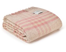 Sprei Grote Schotse Ruit Oud Roze (Dusky Pink) - 140x240 - Nieuw Wol - Tweedmill UK